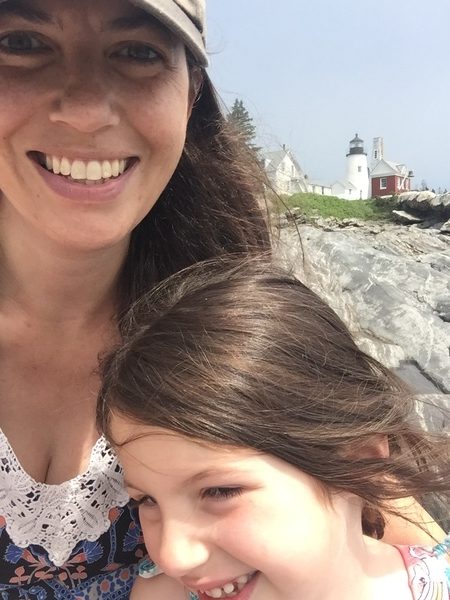 Mom and Annabelle at Pemaquid Point Lighthouse
